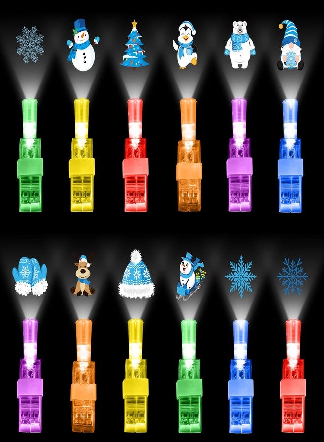 كابودا مجموعة كابودا من 36 مصباح LED للأصابع بتصميم شتوي - هدايا حفلات مضيئة في الظلام مع إسقاطات على شكل ندفة ثلج ورجل ثلج وبطريق، خواتم مضيئة للاحتفال بالعطلات، لوازم حفلات الكريسماس - Image 1